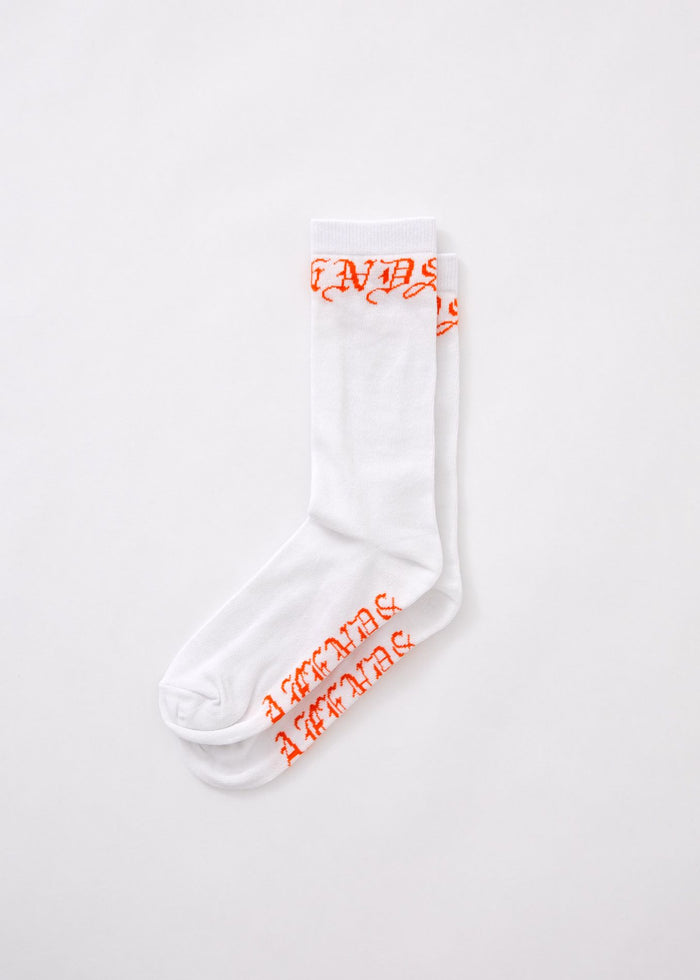 Afends Unisex Reborn - Hemp Crew Socks - White - Sustainable Clothing - Streetwear
