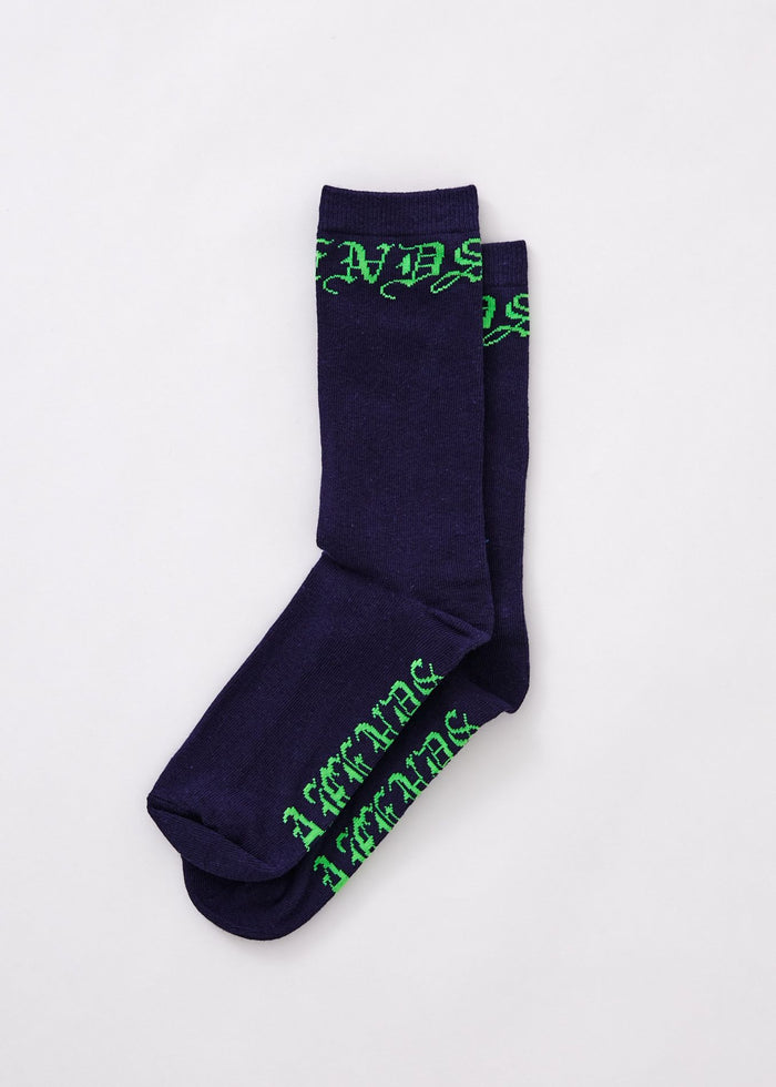 Afends Unisex Reborn - Hemp Crew Socks - Midnight - Sustainable Clothing - Streetwear