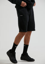 Afends Unisex Razor - Unisex Organic Sweat Shorts - Black - Afends unisex razor   unisex organic sweat shorts   black   sustainable clothing   streetwear
