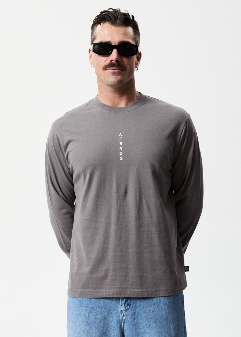 Afends Mens Luxury - Recycled Long Sleeve T-Shirt - Steel
