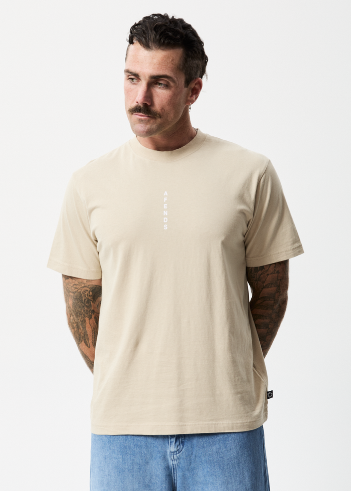 Afends Mens Luxury - Recycled Retro T-Shirt - Cement - Sustainable Clothing - Streetwear