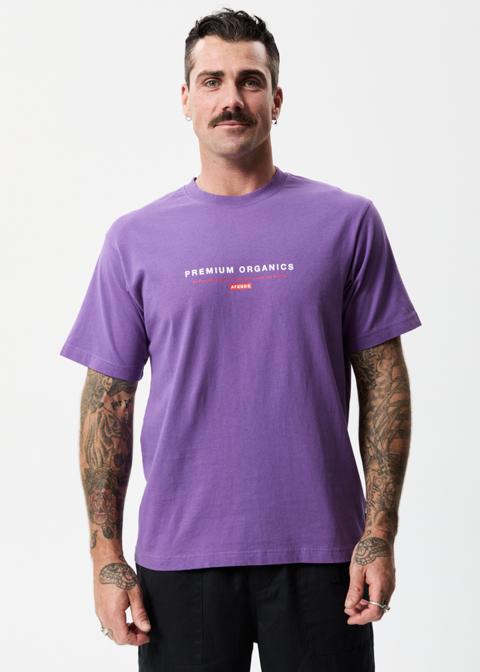 Afends Unisex Razor - Unisex Organic Retro T-Shirt - Faded Purple - Sustainable Clothing - Streetwear