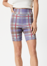 Afends Womens Colby - Hemp Check Ribbed Bike Shorts - Plum - Afends womens colby   hemp check ribbed bike shorts   plum   sustainable clothing   streetwear