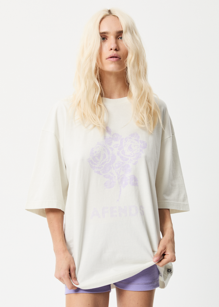 Afends Womens Solvie - Recycled Oversized Graphic T-Shirt - Off White - Sustainable Clothing - Streetwear