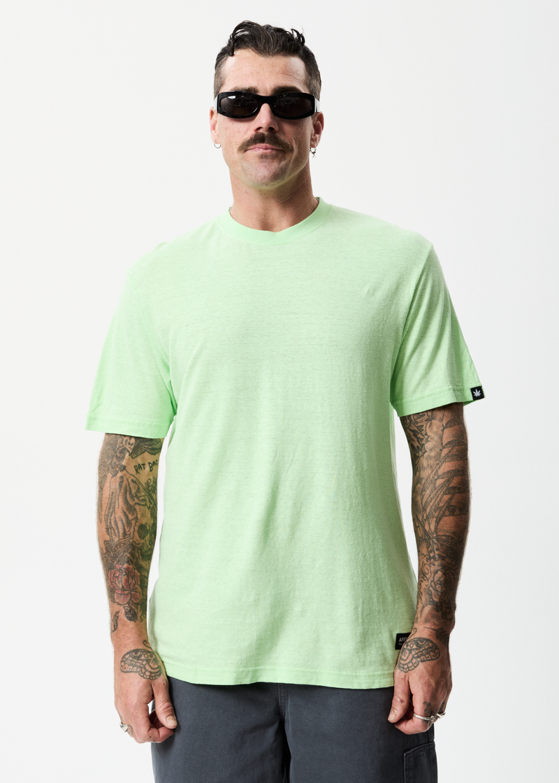 Afends Mens Classic - Hemp Retro T-Shirt - Lime Green