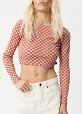 Afends Womens Operator - Recycled Cropped Long Sleeve Top - Coral - Afends womens operator   recycled cropped long sleeve top   coral   sustainable clothing   streetwear