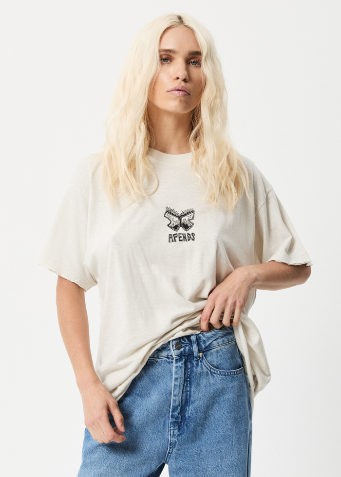 Afends Womens Little Dreamer - Hemp Oversized Graphic T-Shirt - Off White - Sustainable Clothing - Streetwear