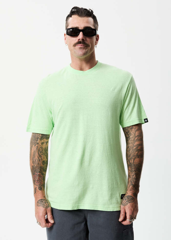 Afends Mens Classic - Hemp Retro T-Shirt - Lime Green - Sustainable Clothing - Streetwear