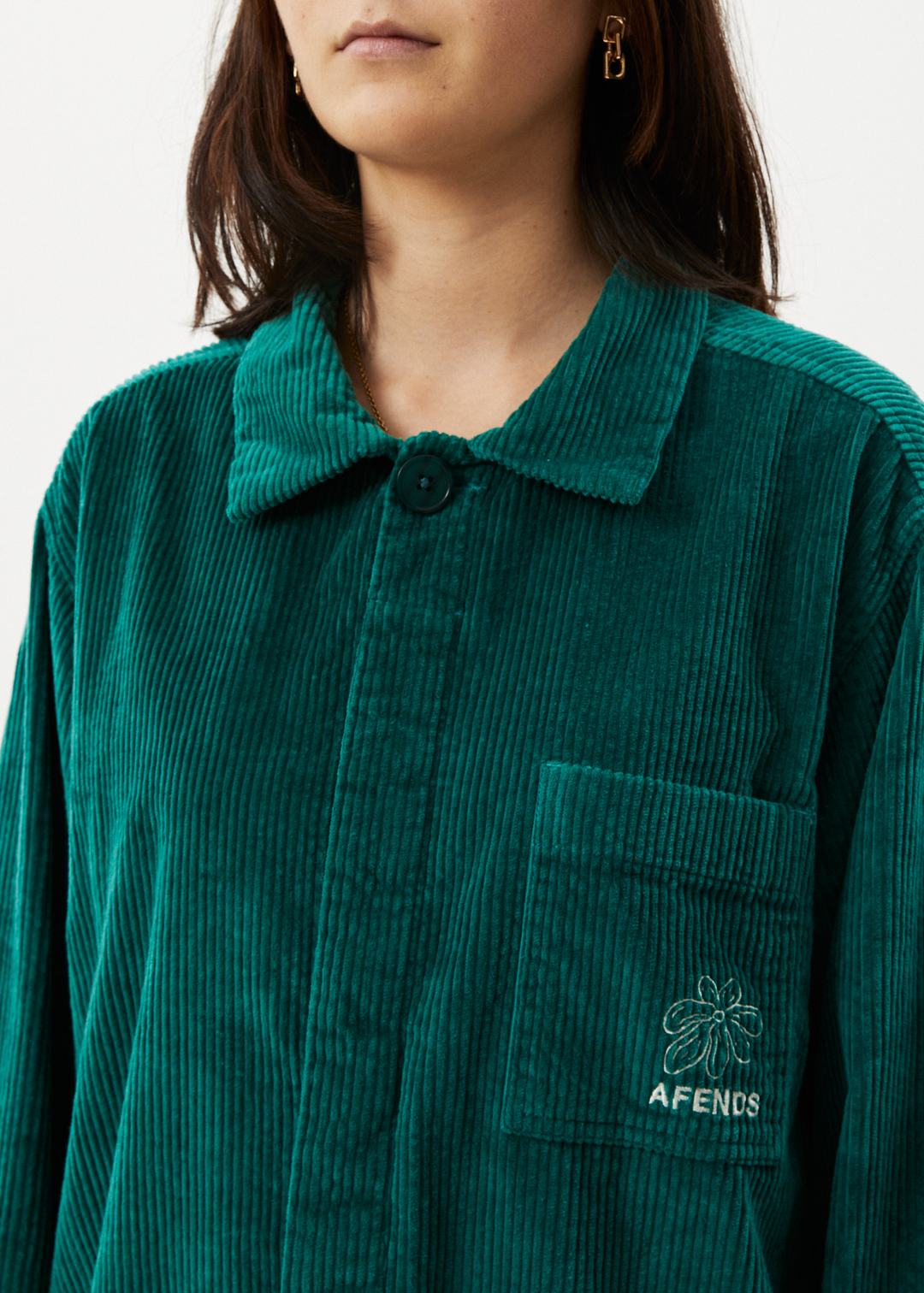 Afends Unisex Union - Corduroy Jacket - Emerald - Sustainable Clothing - Streetwear