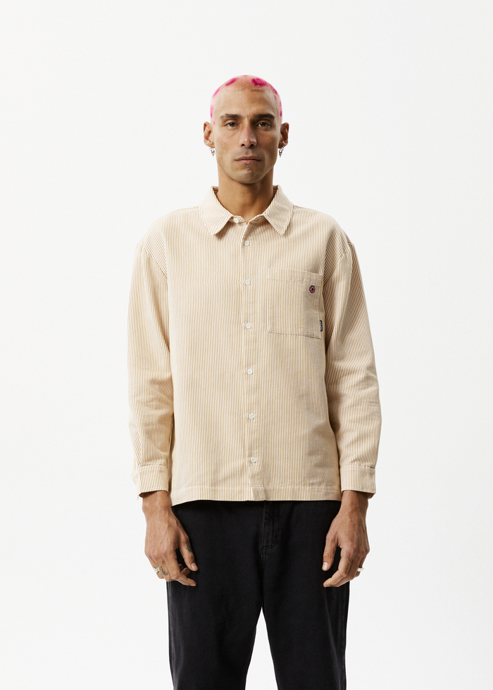 Afends Unisex Night Shade - Long Sleeve Shirt - White Stripe - Sustainable Clothing - Streetwear