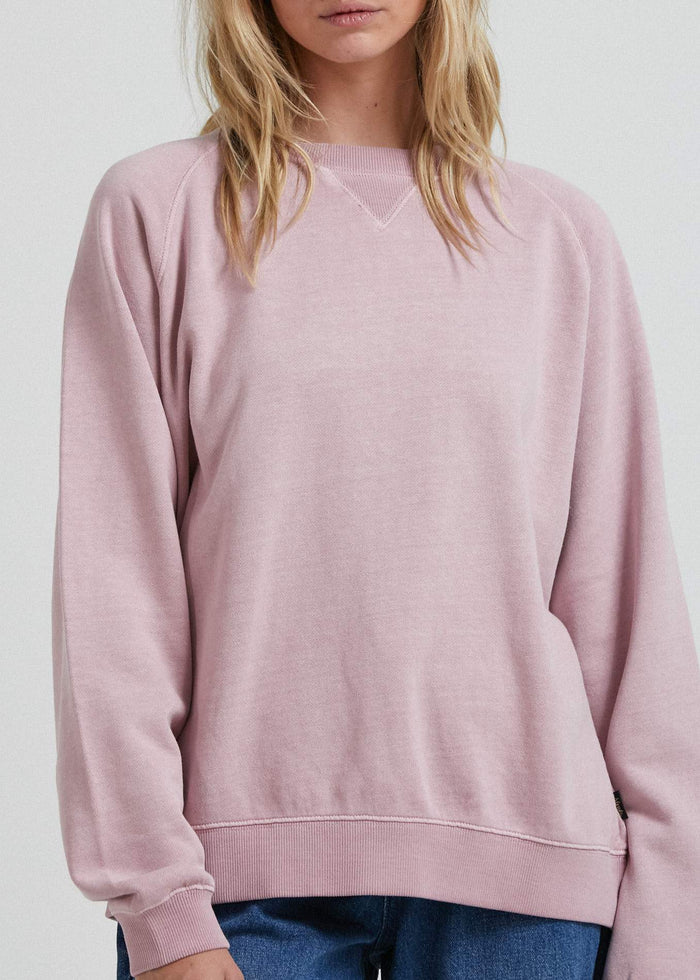 Afends Womens Remi - Hemp Slouchy Crew Neck Jumper - Blush - Sustainable Clothing - Streetwear