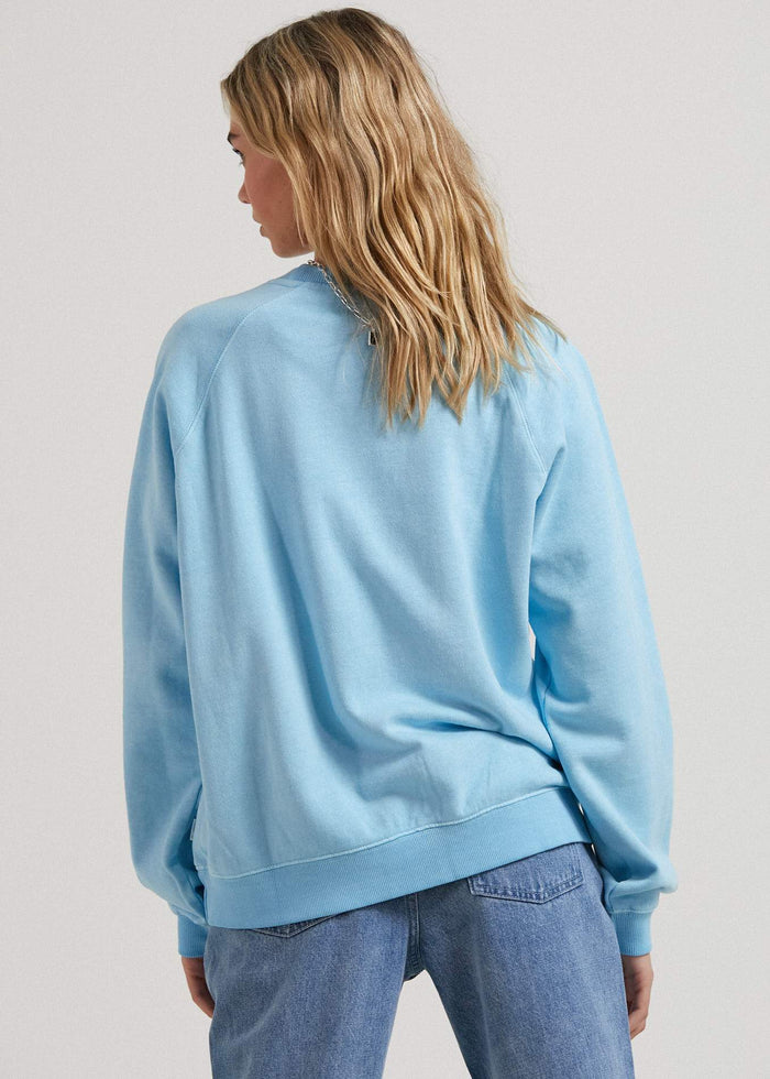 Afends Womens Remi - Hemp Slouchy Crew Neck Jumper - Sky Blue - Sustainable Clothing - Streetwear