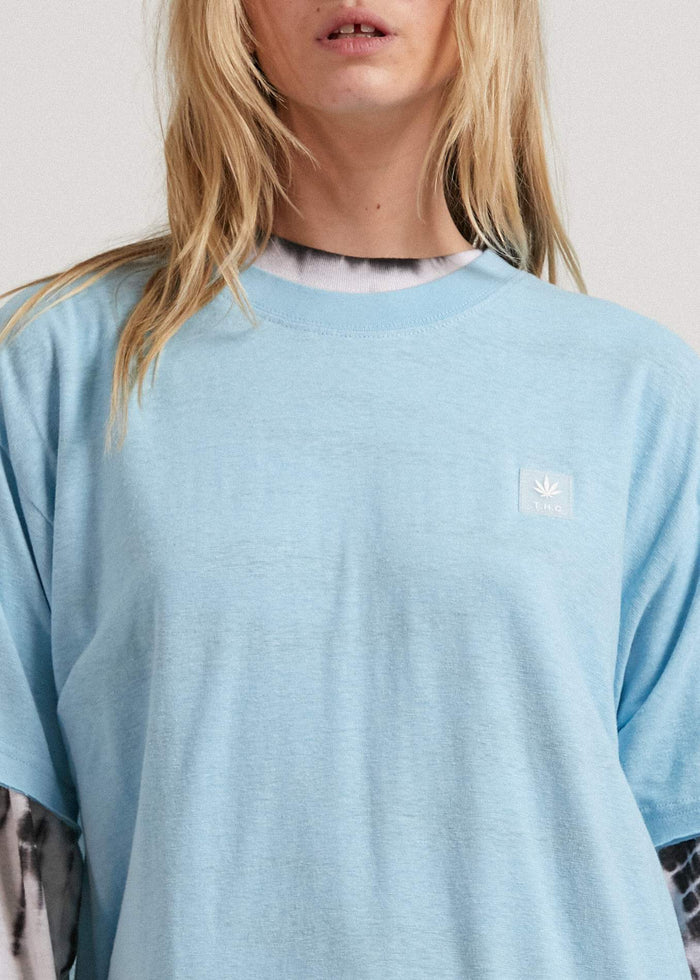 Afends Womens Dixie - Hemp Oversized T-Shirt - Sky Blue - Sustainable Clothing - Streetwear