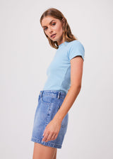Afends Womens Replay - Hemp Ribbed T-Shirt - Sky Blue - Afends womens replay   hemp ribbed t shirt   sky blue   sustainable clothing   streetwear