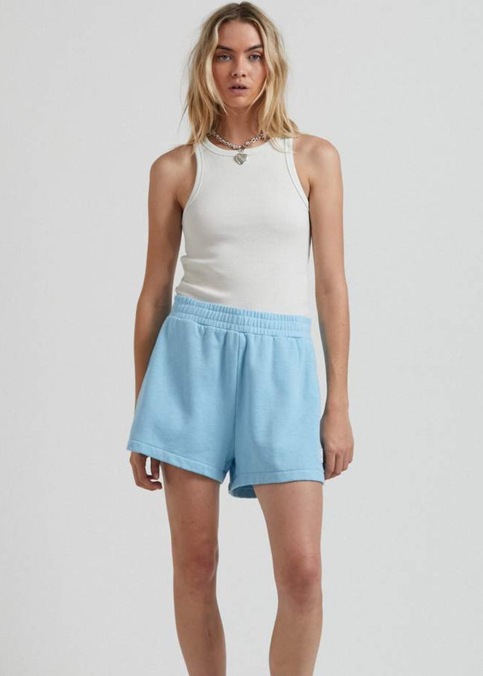 Afends Womens Dixie - Hemp Sweat Shorts - Sky Blue - Sustainable Clothing - Streetwear