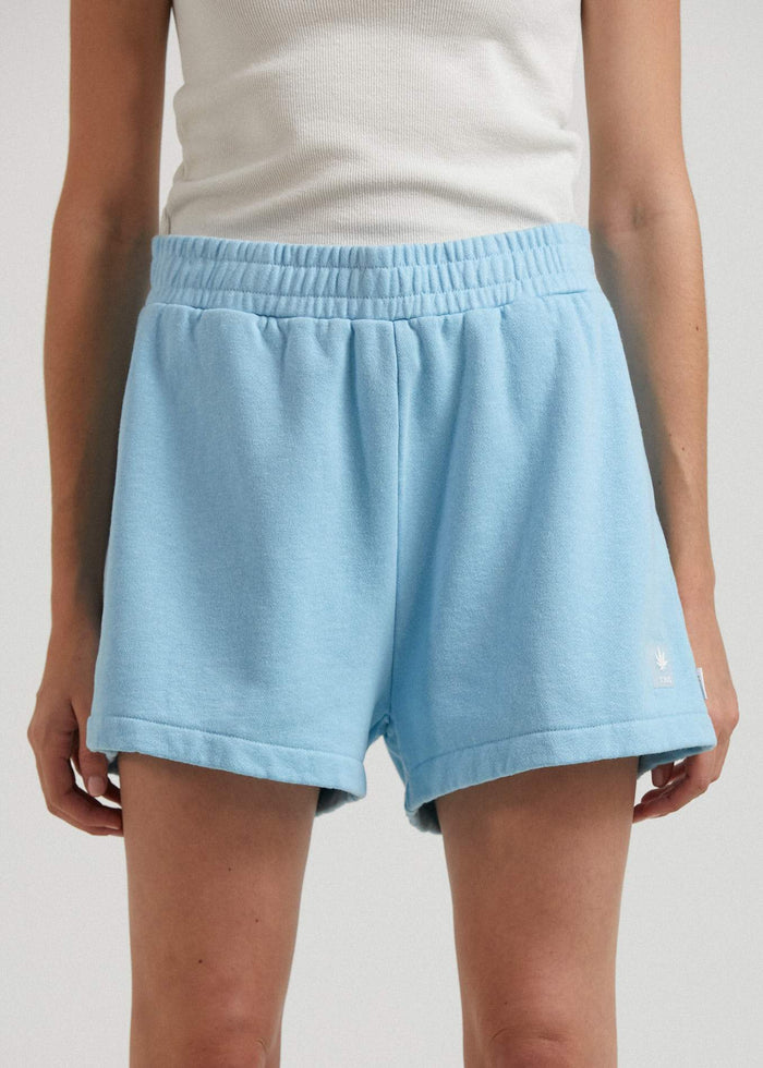 Afends Womens Dixie - Hemp Sweat Shorts - Sky Blue - Sustainable Clothing - Streetwear