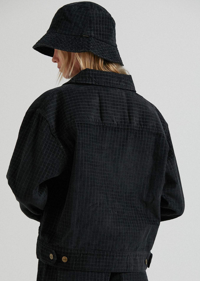Afends Womens Arlo  - Hemp Check Corduroy Jacket  - Black - Sustainable Clothing - Streetwear