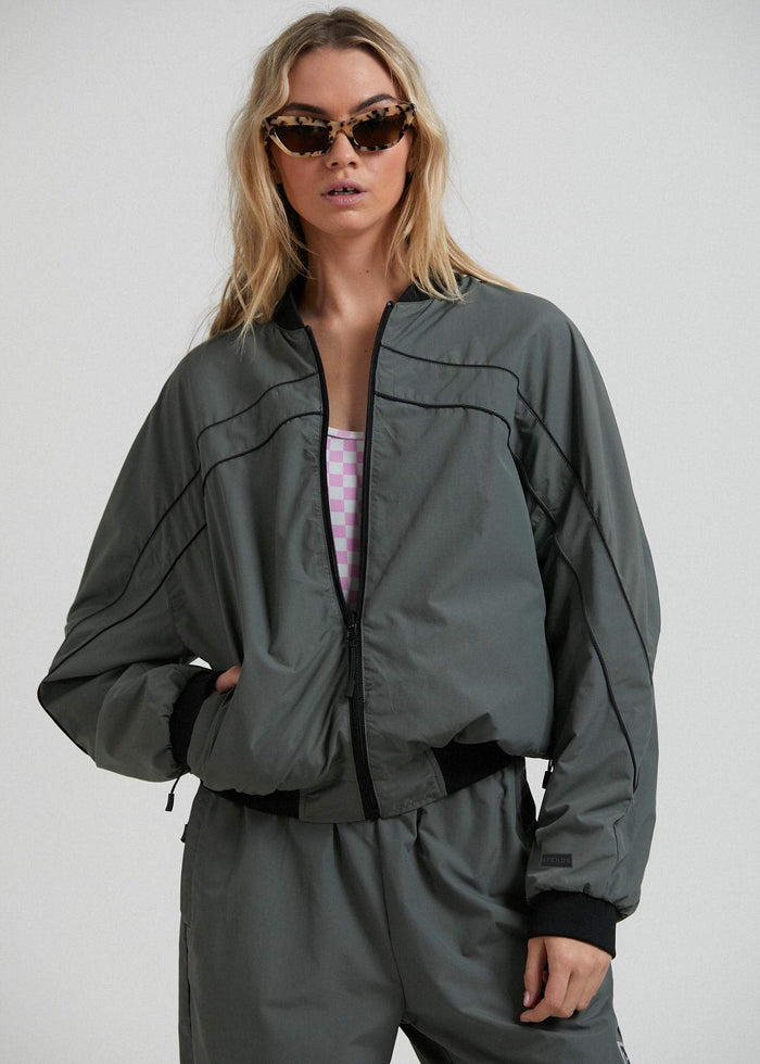 Afends Womens Sybil - Recycled Reversible Bomber Jacket  - Jungle Green - Sustainable Clothing - Streetwear