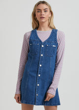 Afends Womens Kaia - Hemp Denim Dress - Authentic Blue - Afends womens kaia   hemp denim dress   authentic blue   sustainable clothing   streetwear