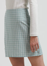 Afends Womens Billy - Hemp Check Mini Skirt - Moss Check - Afends womens billy   hemp check mini skirt   moss check   sustainable clothing   streetwear