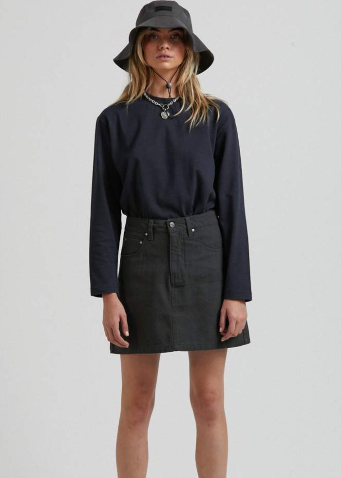 Afends Womens Gracie - Organic Canvas Mini Skirt - Charcoal - Sustainable Clothing - Streetwear