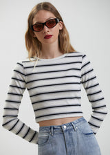Afends Womens Moby - Hemp Striped Long Sleeve Top - Shadow - Afends womens moby   hemp striped long sleeve top   shadow   sustainable clothing   streetwear