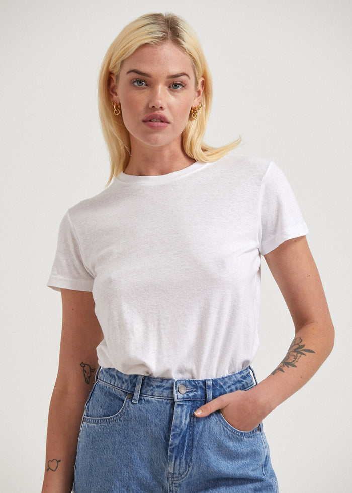 Afends Womens Hemp Basics - Standard Fit Tee - White - Sustainable Clothing - Streetwear