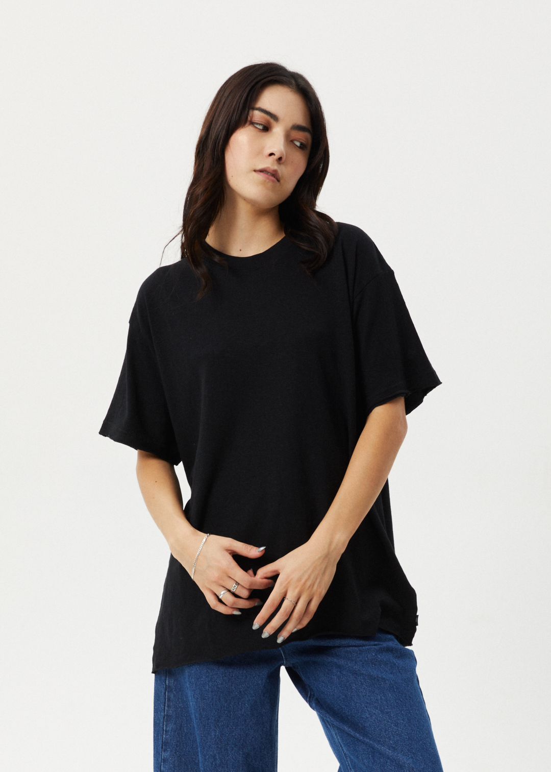 Afends Womens Slay - Hemp Oversized Tee - Black - Sustainable Clothing - Streetwear