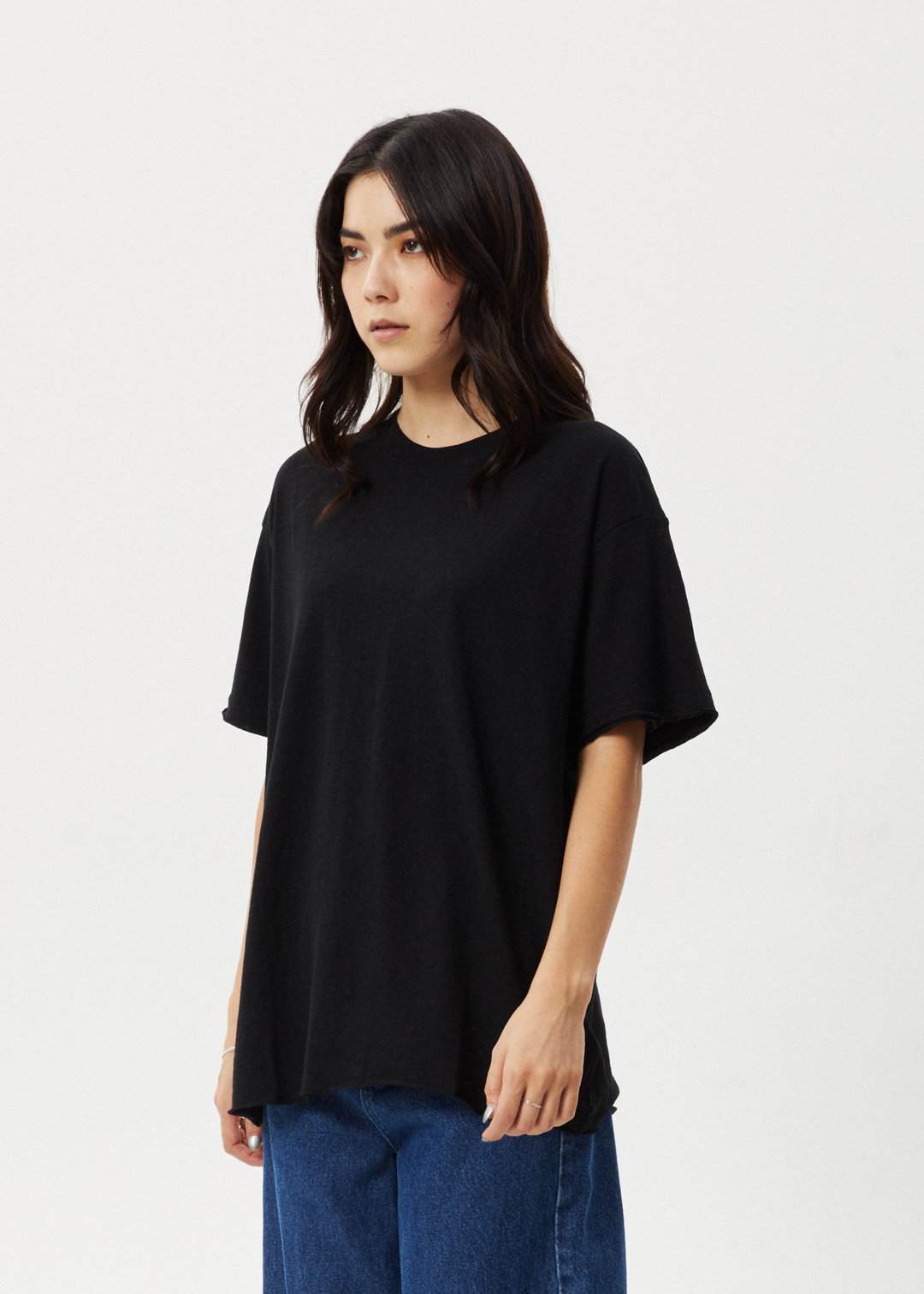 Afends Womens Slay - Hemp Oversized Tee - Black - Sustainable Clothing - Streetwear