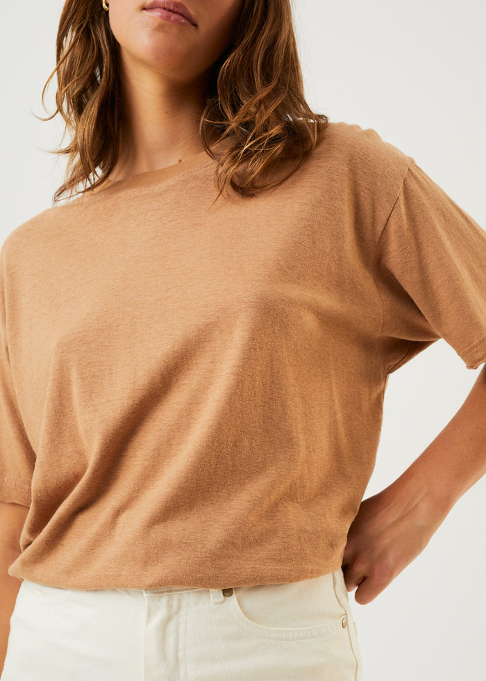 Afends Womens Slay - Hemp Oversized T-Shirt - Chestnut - Sustainable Clothing - Streetwear