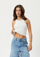 Afends Womens Pearly Cropped - Hemp Ribbed Singlet - Off White - Afends womens pearly cropped   hemp ribbed singlet   off white   sustainable clothing   streetwear