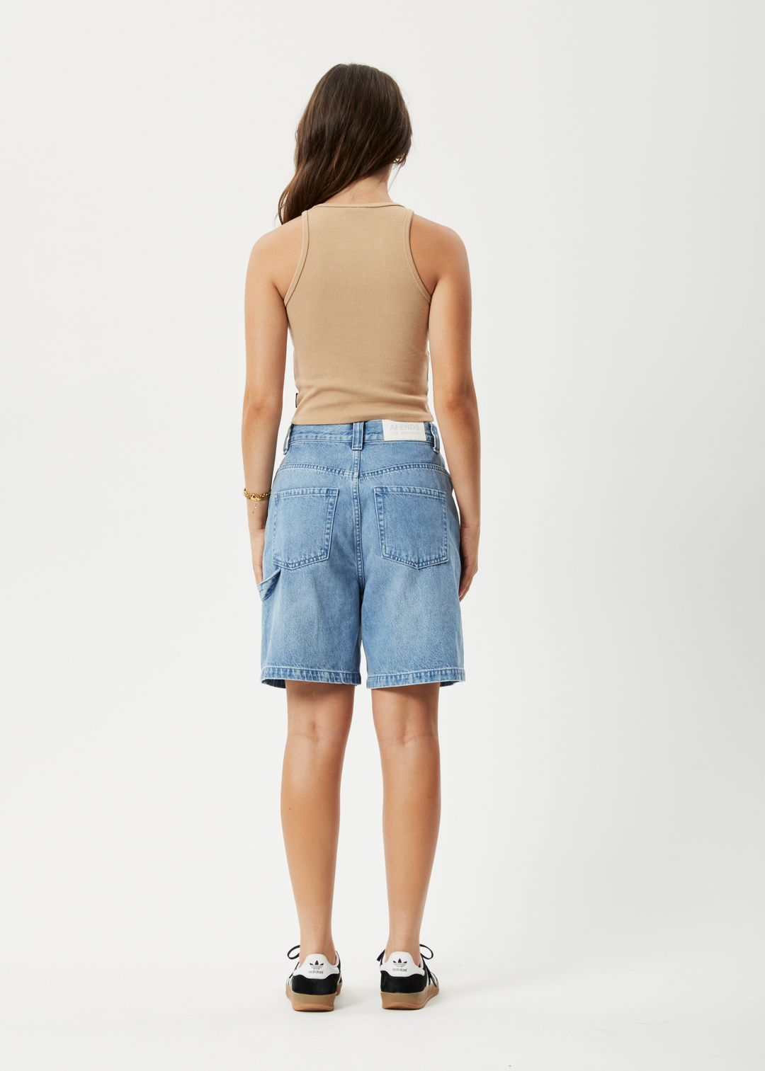 Afends Womens Emilie - Hemp Denim Carpenter Shorts - Worn Blue - Sustainable Clothing - Streetwear