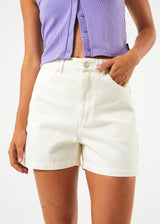 Afends Womens Seventy Three's - Organic Denim High Waisted Shorts - Off White - Afends womens seventy three's   organic denim high waisted shorts   off white   sustainable clothing   streetwear
