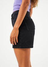 Afends Womens Seventy Three's - Organic Denim High Waisted Shorts - Washed Black - Afends womens seventy three's   organic denim high waisted shorts   washed black   sustainable clothing   streetwear