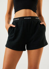 Afends Womens Homebound - Hemp Sweat Shorts - Black - Afends womens homebound   hemp sweat shorts   black   sustainable clothing   streetwear