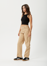 Afends Womens Shelby - Hemp Wide Leg Pants - Tan - Afends womens shelby   hemp wide leg pants   tan   sustainable clothing   streetwear