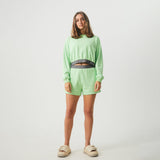 Afends Womens Homebound - Hemp Crew Neck Jumper - Lime Green - Afends womens homebound   hemp crew neck jumper   lime green   sustainable clothing   streetwear
