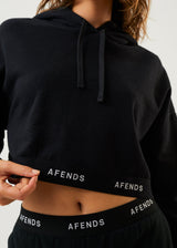 Afends Womens Homebound - Hemp Cropped Hoodie - Black - Afends womens homebound   hemp cropped hoodie   black   sustainable clothing   streetwear
