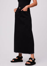 Afends Womens Chichi - Organic Denim Midi Skirt - Washed Black - Afends womens chichi   organic denim midi skirt   washed black   sustainable clothing   streetwear