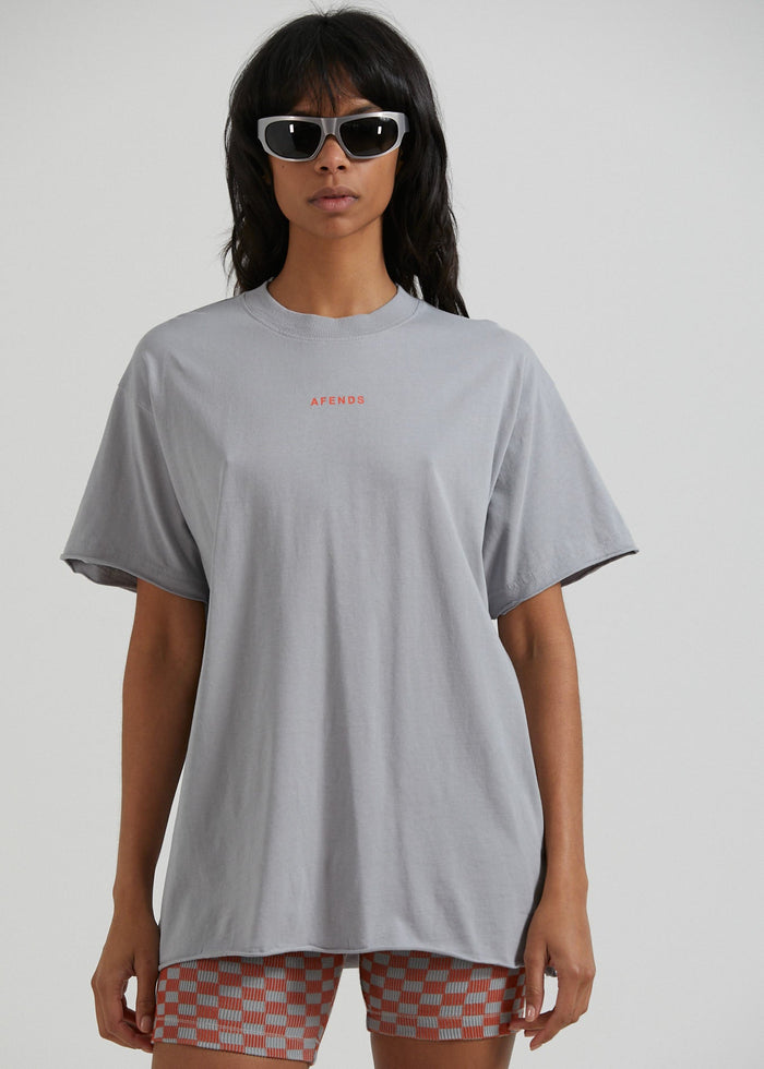 Afends Womens Carvings - Recycled Oversized T-Shirt - Grey - Sustainable Clothing - Streetwear