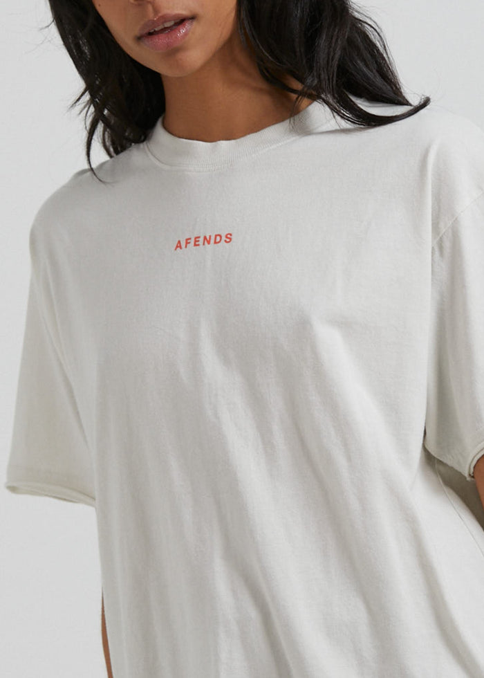Afends Womens Carvings - Recycled Oversized T-Shirt - Off White - Sustainable Clothing - Streetwear