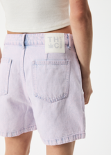 Afends Womens Seventy Threes - Hemp Denim High Waisted Shorts - Vintage Orchid - Afends womens seventy threes   hemp denim high waisted shorts   vintage orchid   sustainable clothing   streetwear