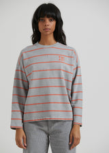 Afends Womens Interlude - Recycled Striped Crew Neck Jumper - Grey - Afends womens interlude   recycled striped crew neck jumper   grey   sustainable clothing   streetwear