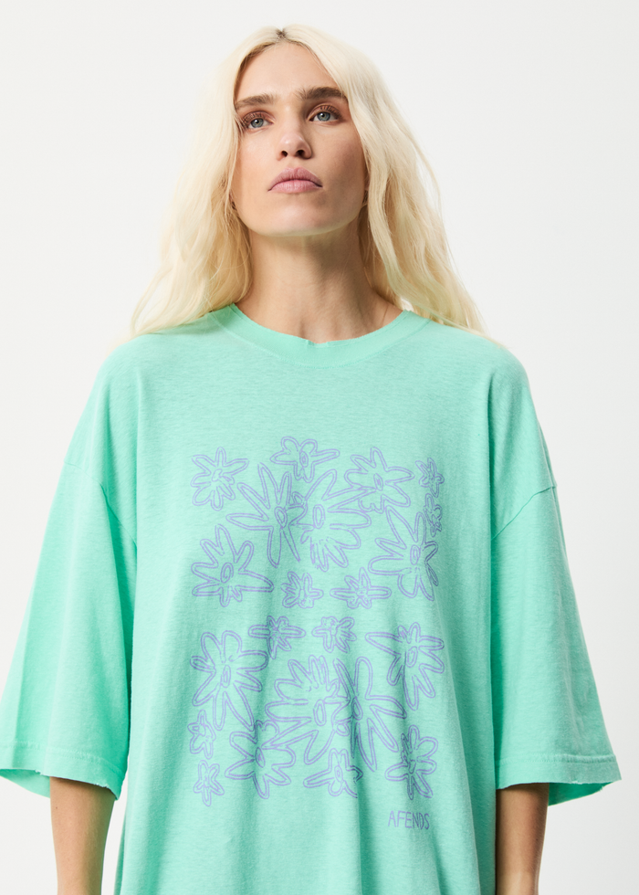 Afends Womens Ava - Hemp Oversized Graphic T-Shirt - Mint - Sustainable Clothing - Streetwear