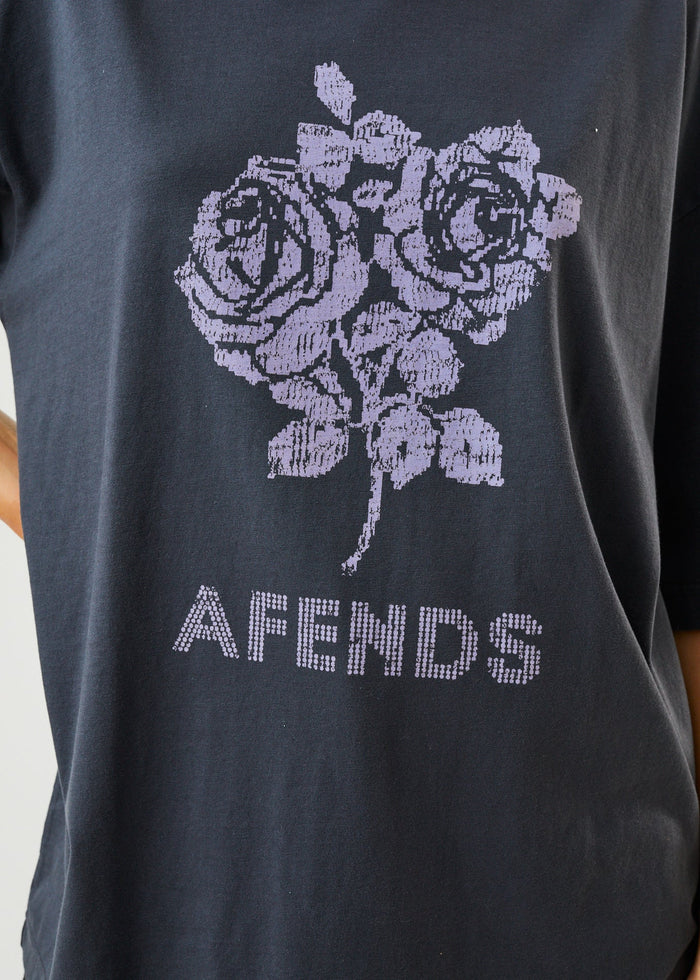 Afends Womens Solvie - Recycled Oversized Graphic T-Shirt - Charcoal - Sustainable Clothing - Streetwear