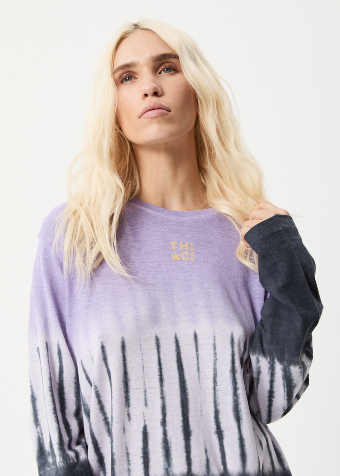 Afends Womens Moonshadow - Hemp Washed Long Sleeve T-Shirt - Plum - Sustainable Clothing - Streetwear