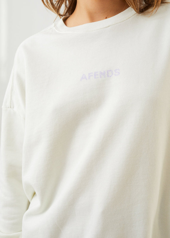 Afends Womens Dua - Recycled Slouchy Crew Neck Jumper - Off White - Sustainable Clothing - Streetwear