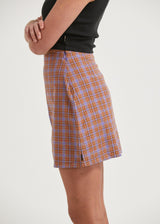 Afends Womens Colby - Hemp Check Mini Skirt - Plum - Afends womens colby   hemp check mini skirt   plum   sustainable clothing   streetwear