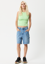 Afends Womens Milla - Hemp Ribbed Singlet - Lime Green - Afends womens milla   hemp ribbed singlet   lime green   sustainable clothing   streetwear