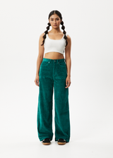Afends Womens Bella - Corduroy Baggy Pants - Emerald - Afends womens bella   corduroy baggy pants   emerald   sustainable clothing   streetwear